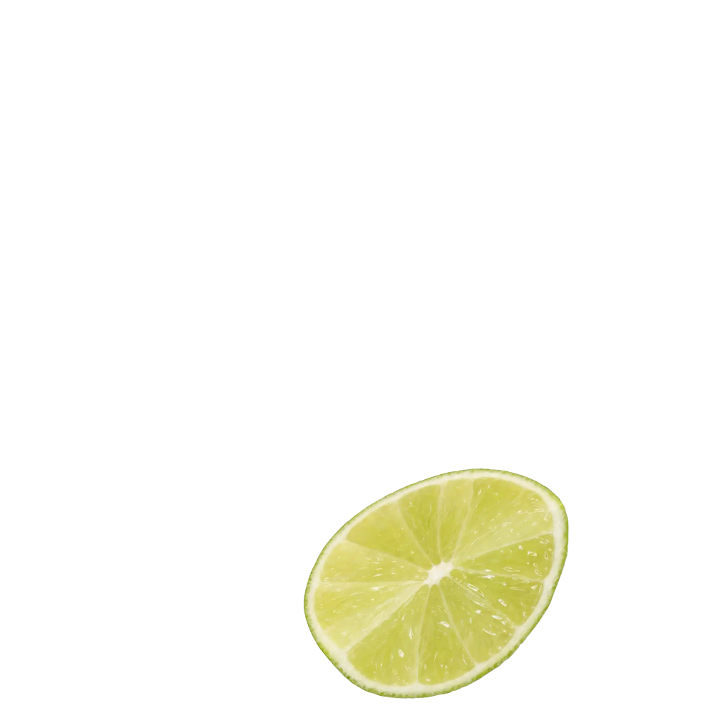 Lime slice showing juicy segments on a transparent background
